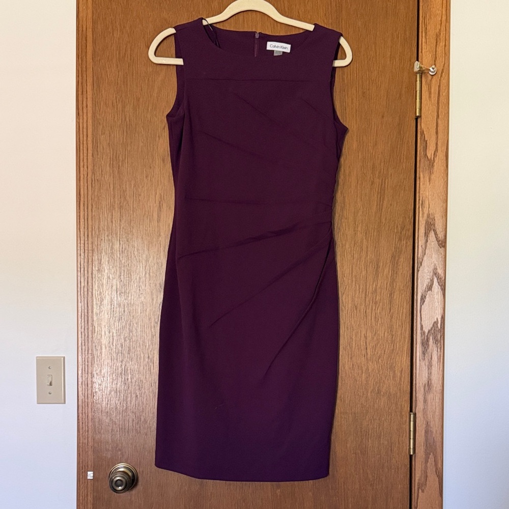 Calvin Klein Sleeveless Plum Sheath Dress